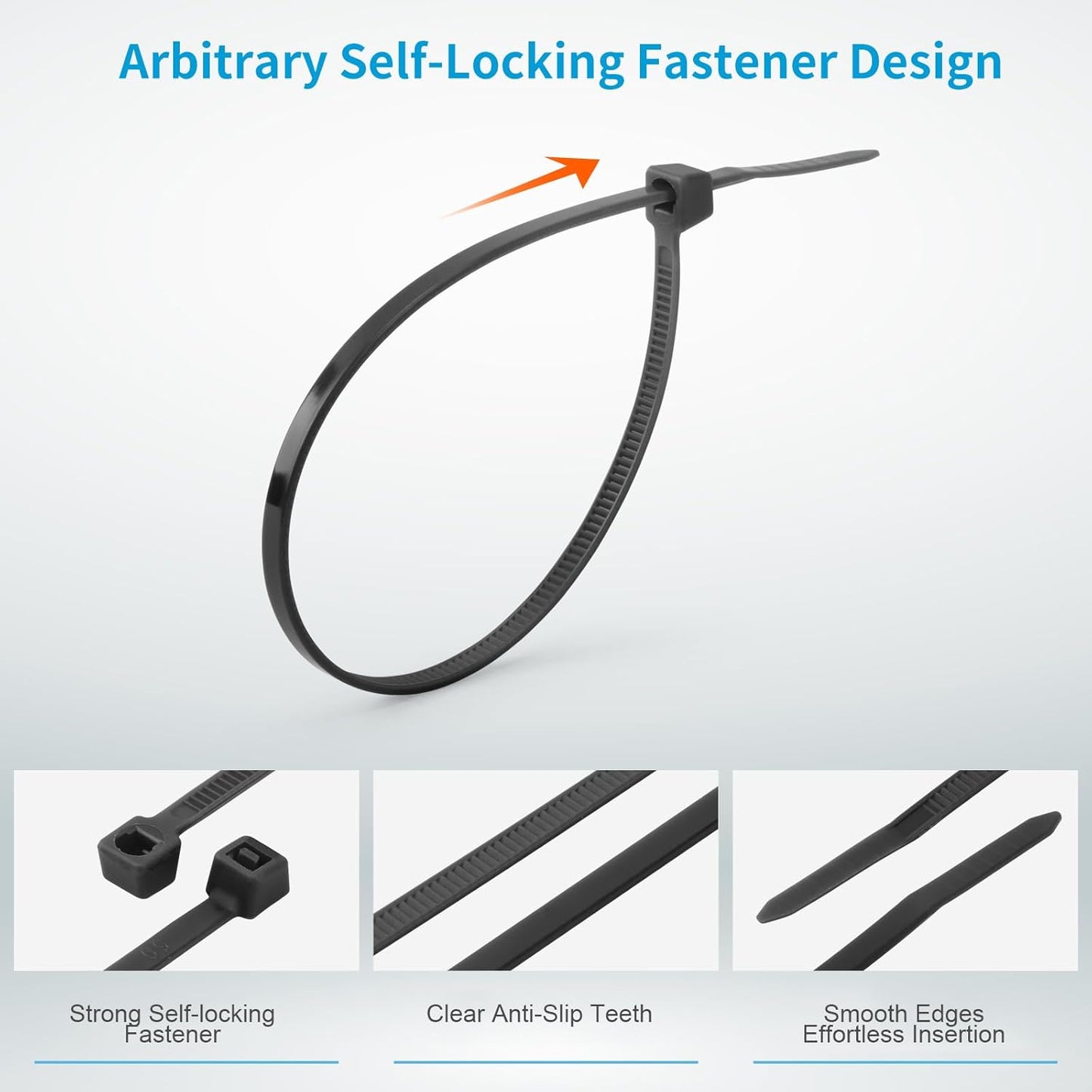 Zip Ties Assorted Size,6+8+12+14+18 Inch,60 LBS 500PCS Tensile Strength Heavy Duty Cable Wire Ties With Self-Locking Adjustable More Durable Nylon Tie Wraps for Indoor Outdoor