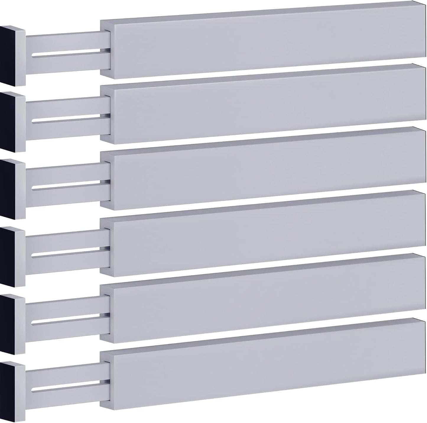 Adjustable Bamboo Drawer Divider Organizers - 6 Pack Large Expandable Drawer Organization Separators for Kitchen Utensils, Dresser, Bedroom, Bathroom, Baby Drawer, Office - 17.5” to 22" (Gray)