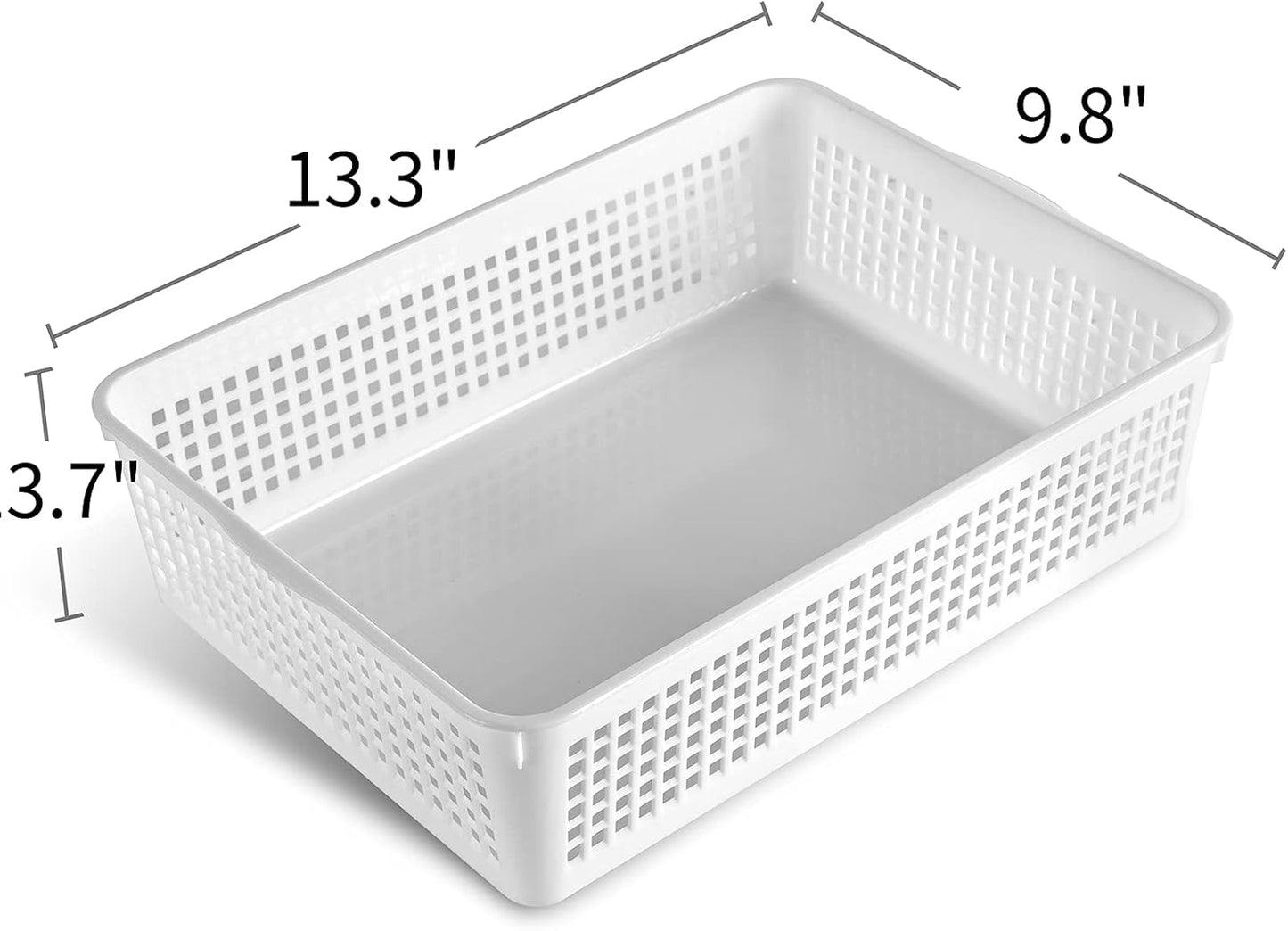 A4 Size Plastic Storage Basket,Desktop File Paper Letter Organizer Tray, 6-Packs (White+Grey)