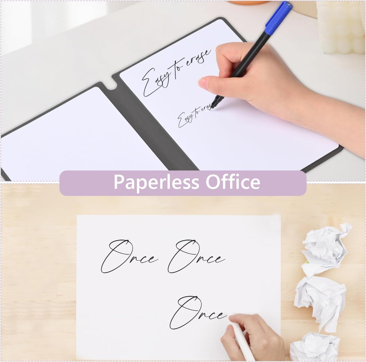 Portable Dry Erase Board,Portable White Board,Small Dry Erase Board,Foldable,Erasable,Repeatable,9.5 * 6.6 inches,for Office,Home,School,Study,Meeting(Purple)