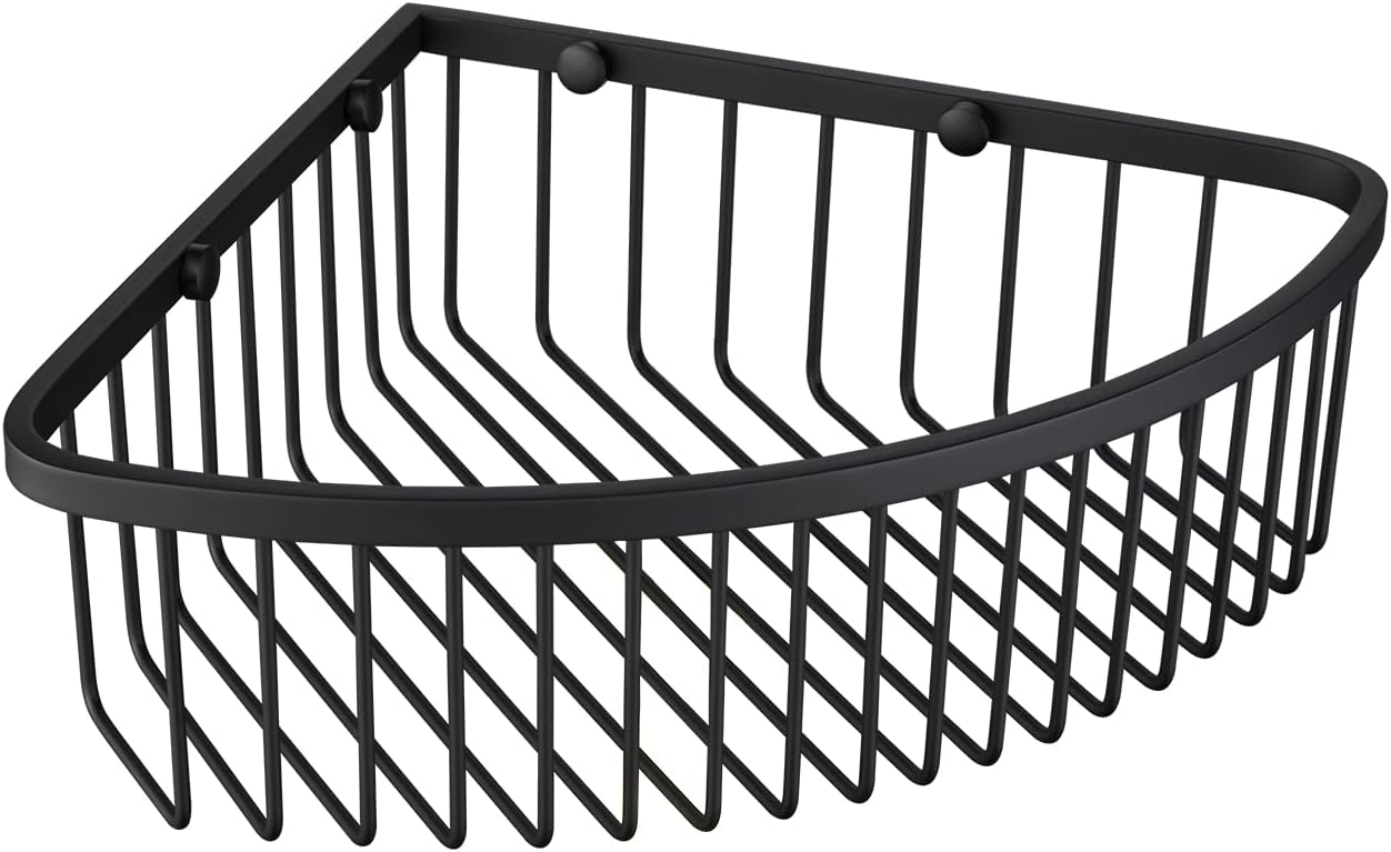 Bathroom Shower Caddy Corner Shelf Basket, Ultra Sturdy Rust-Proof Stainless Steel Shelf Organizer, Wall Mounted Storage Rack, Matte Black