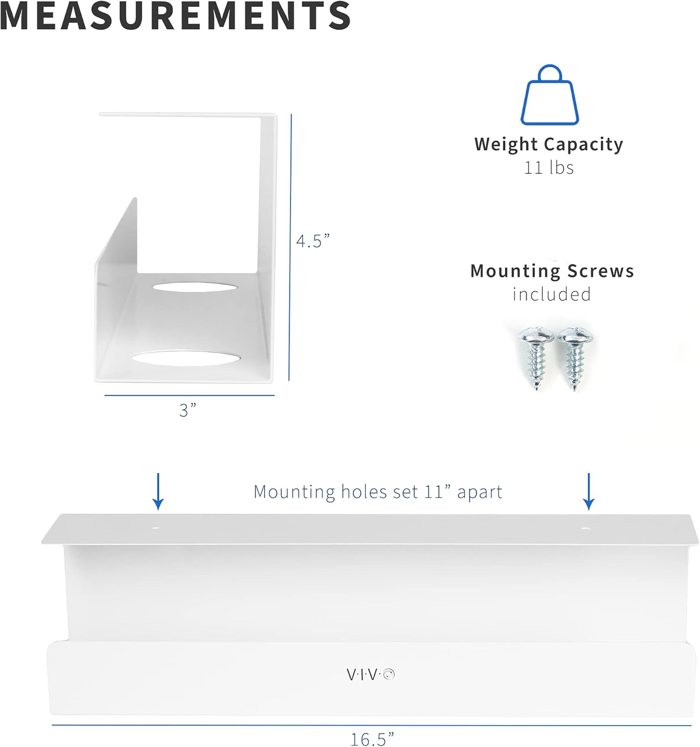 VIVO Under Desk 42 cm Cable Management Tray, Power Strip Holder, Cord Organizer, Wire Tamer for Office and Home, White, DESK-AC06-1CW