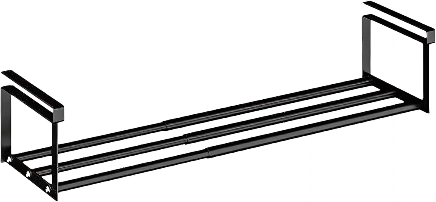 Expandable Shoe Rack Organizer - Adjustable Shoe Rack & Under Cabinet Shelf - for Shoe or Clothing Storage and Organization, Under Shelf Storage (Black,1 Pcs)