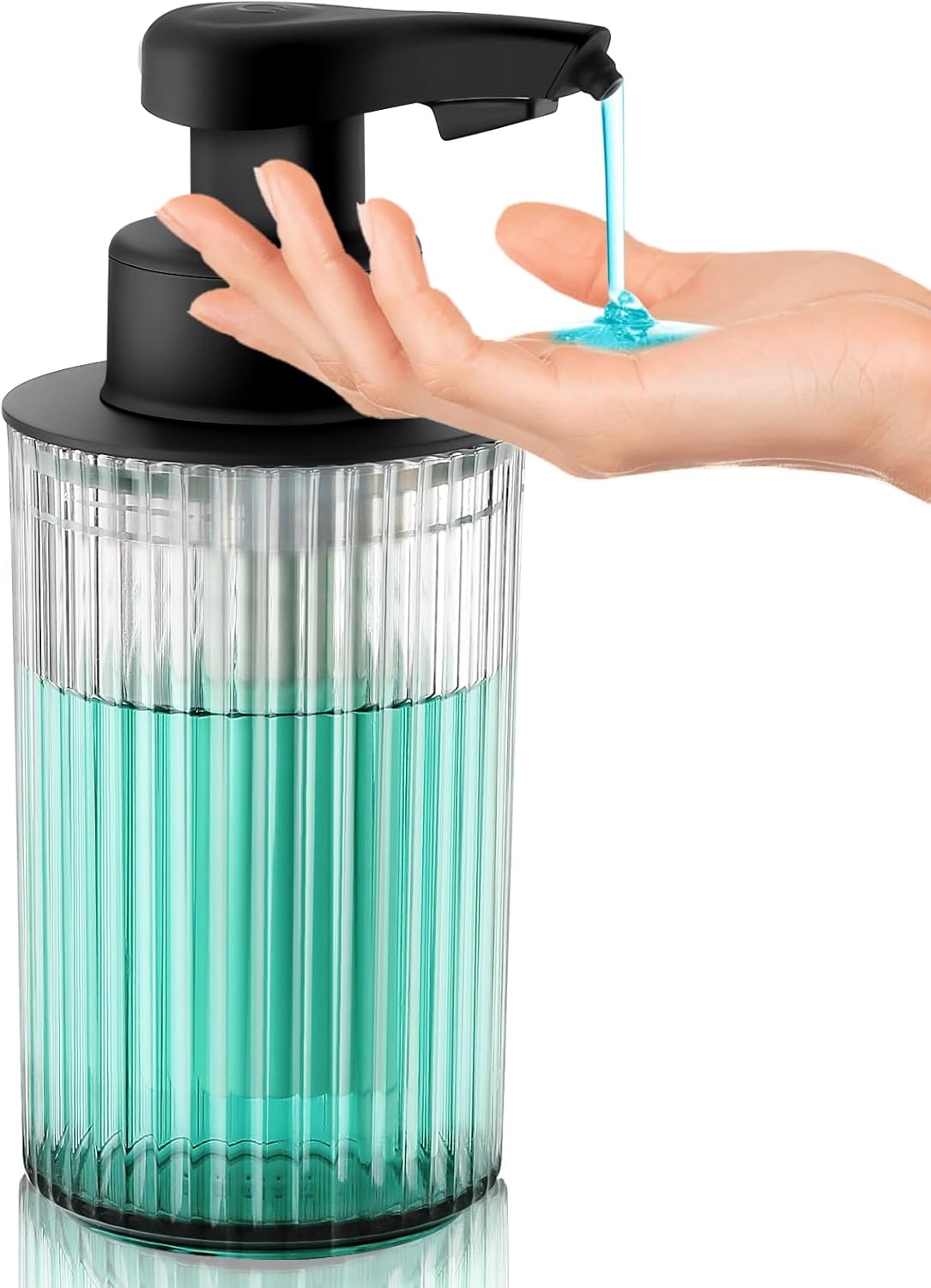 Automatic Soap Dispenser Liquid Touchless: 9oz Black Acrylic - Rechargeable Electric Smart 3 Level Adjustable Auto Hand Soap Dispenser - Dish Bathroom Kitchen