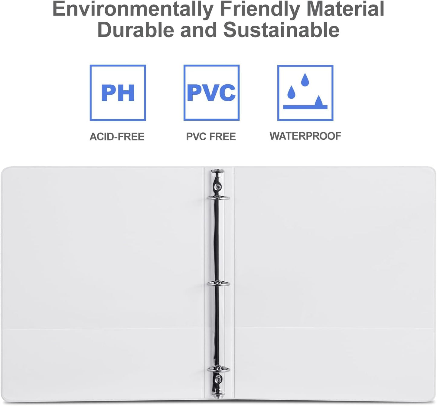 3 Ring Binder 1 Inch, ViVin Sturdy 1"-Round Ring Binder with 2 Interior Pockets, Clear View Cover, PVC-Free, Fits 200 Sheets of 8.5'' x 11'' Paper, Office Home School (6 Pack, White)