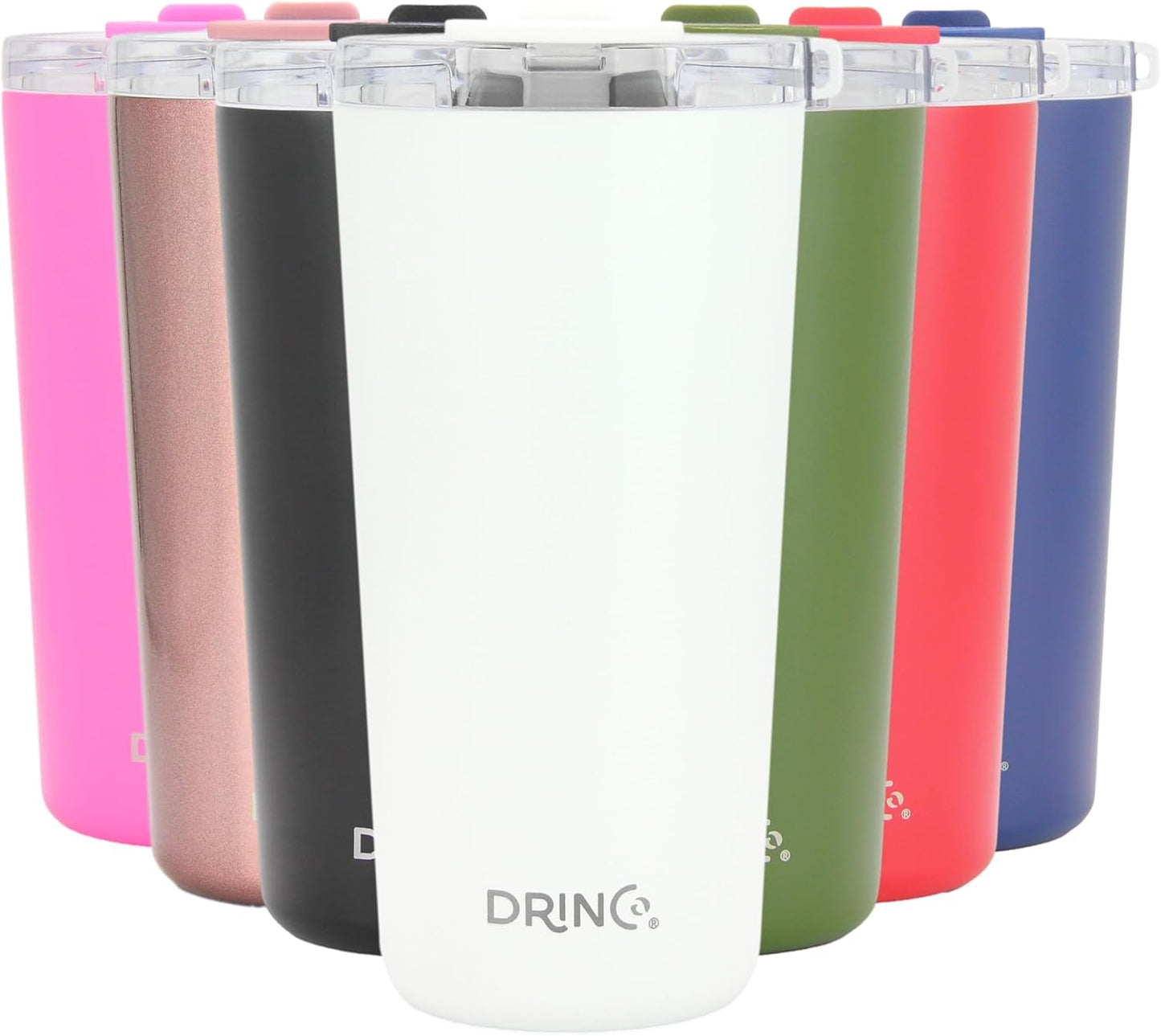 Drinco - 20 oz Stainless Steel Tumbler | Double Walled Vacuum Insulated Mug With Lid, 2 Straws, For Hot & Cold Drinks (20oz Artic White, 20oz)