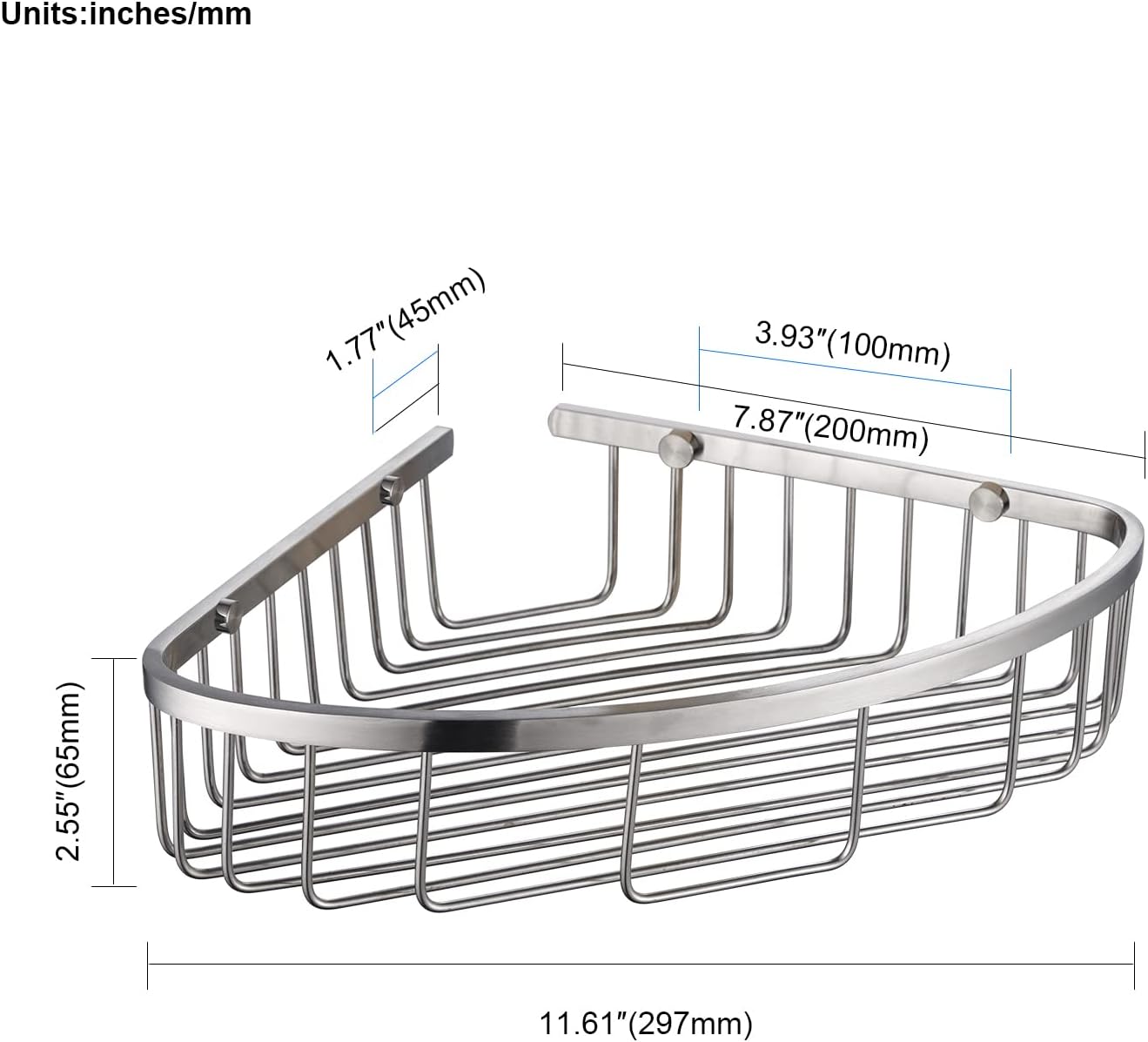 Bathroom Corner Shower Caddy Organizer, Corner-Hollow Design, SUS304 Stainless Steel Heavy Duty Rust-Proof Bathroom Shelf Organizer Holder, Wall Mounted Storage Rack, Brushed Nickel