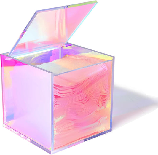 Acrylic Box with Lid Clear Display Case Gift wrap Boxes Prism Box Transparent Square Cube Storage Organizer Containers for Wedding,Birthday