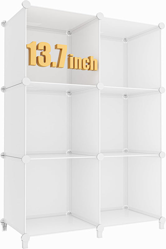 HOMIDEC XLarge Cube Storage Organizer,13.7 Inch Closet Organizer Storage Cabinet Shelf Bookshelf with Metal Hammer, Storage Cubes Organizers Cabinet for Kids, Closet, Bedroom, Bathroom White