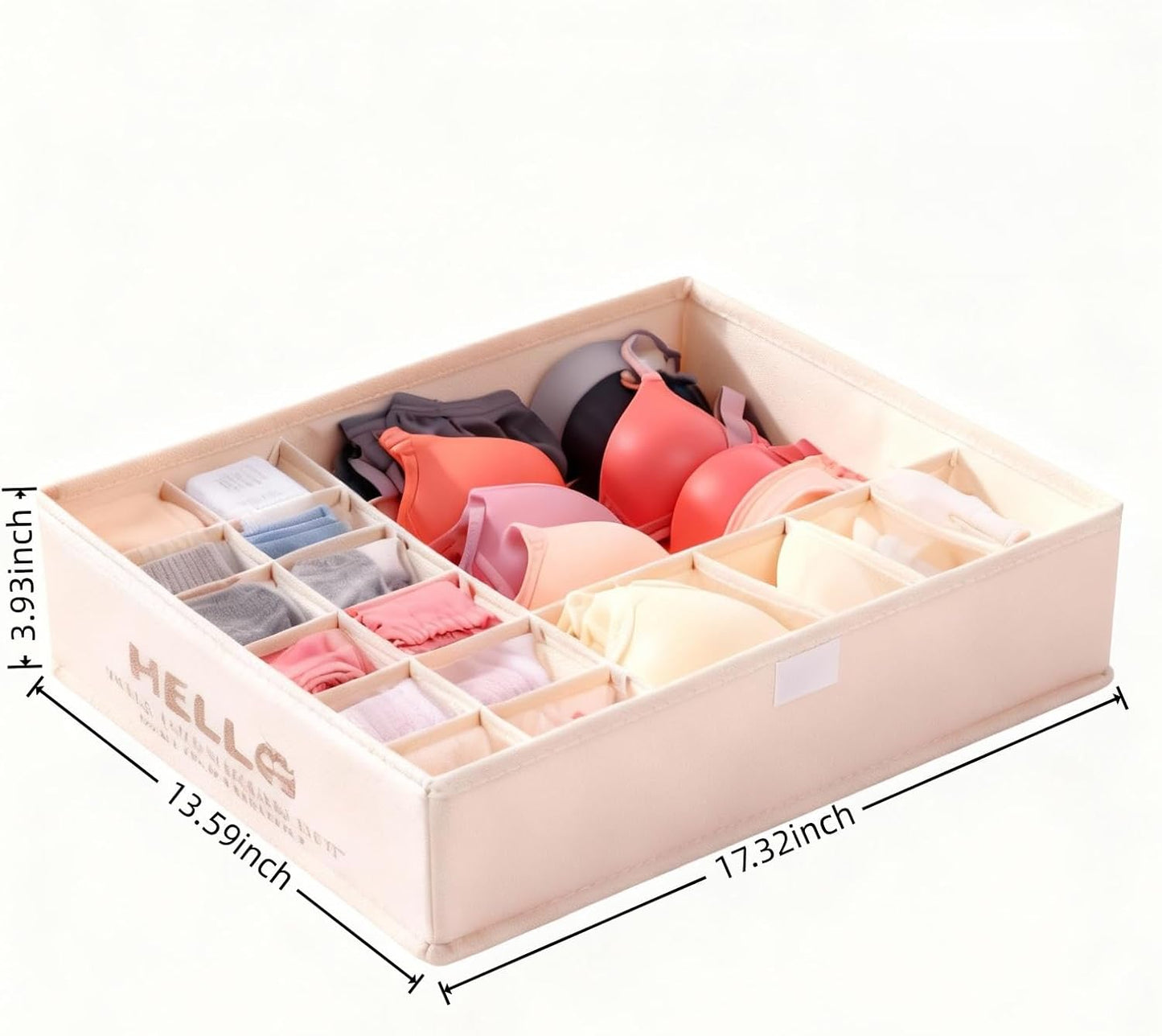 Foldable 18 Drawer Organizer for Clothes，Cloth Drawer Organizer and Dresser Drawer Organizers，Organizer Bins and Drawer Divider Underwear，Socks，Bra，Tie，Belt (Almond Pink)