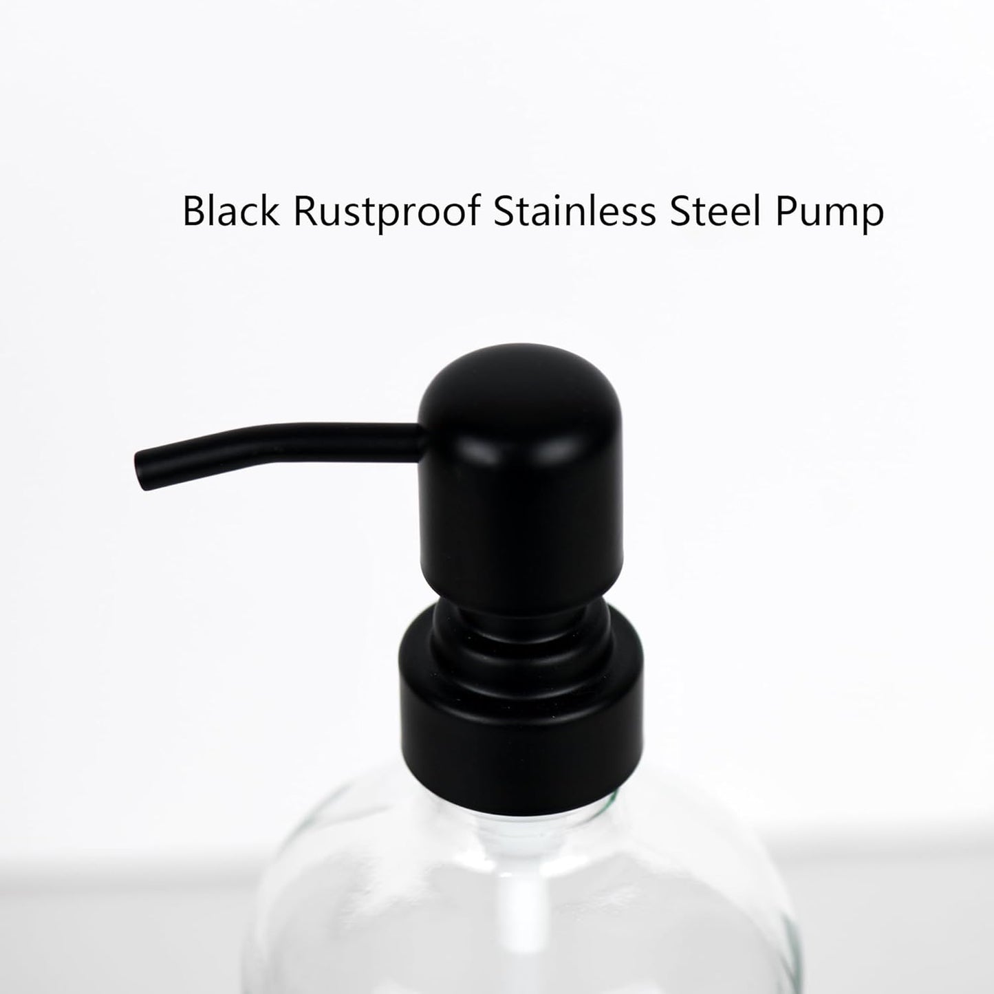 16 oz Refillable Glass Soap Dispenser with Black Rustproof Stainless Steel Pump, Glass Soap Dispenser for Hand Soap, Lotion, for Kitchen and Bathroom (Amber) (Clear)