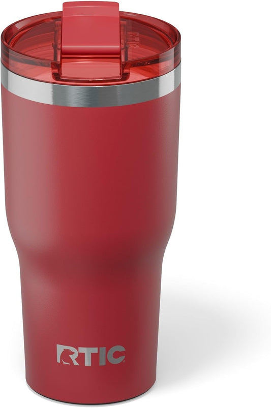 RTIC 30oz Essential Tumbler with Lid, Ceramic Lined, Insulated, Stainless Steel, Metal, Double Wall Vacuum-Insulation, Travel Cup for Iced Coffee, Tea, Hot and Cold Drink, Flag Red