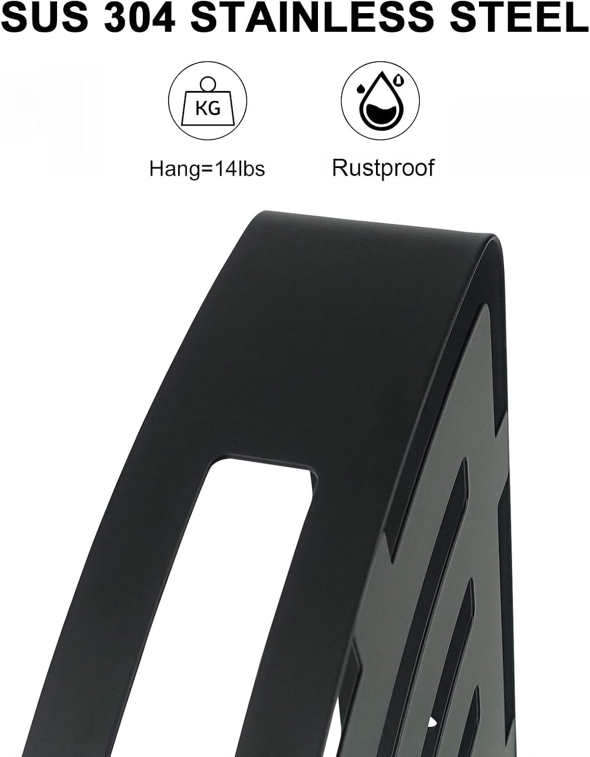 NearMoon Bathroom Shower Caddy 2 Pack, No Drill 304 Stainless Steel Shower Organizer with 2 Hooks (Corner Shelf, Matte Black)