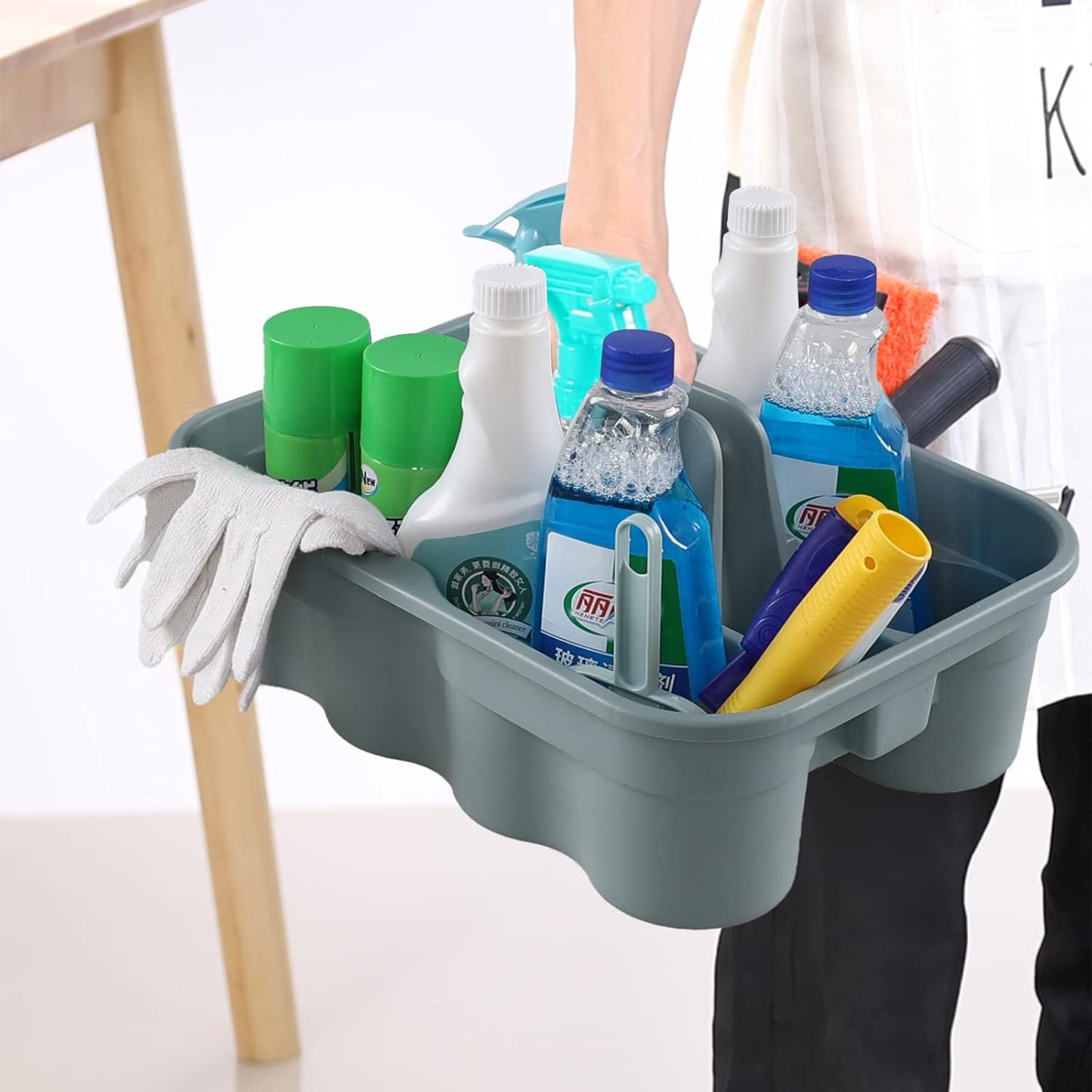 Drephia 6 Pack Cleaning Caddy, Plastic Carry Caddy with Handle for Dorm, Bathroom, Garden, Kitchen, Cleaning Supplies,Take-Out Drink