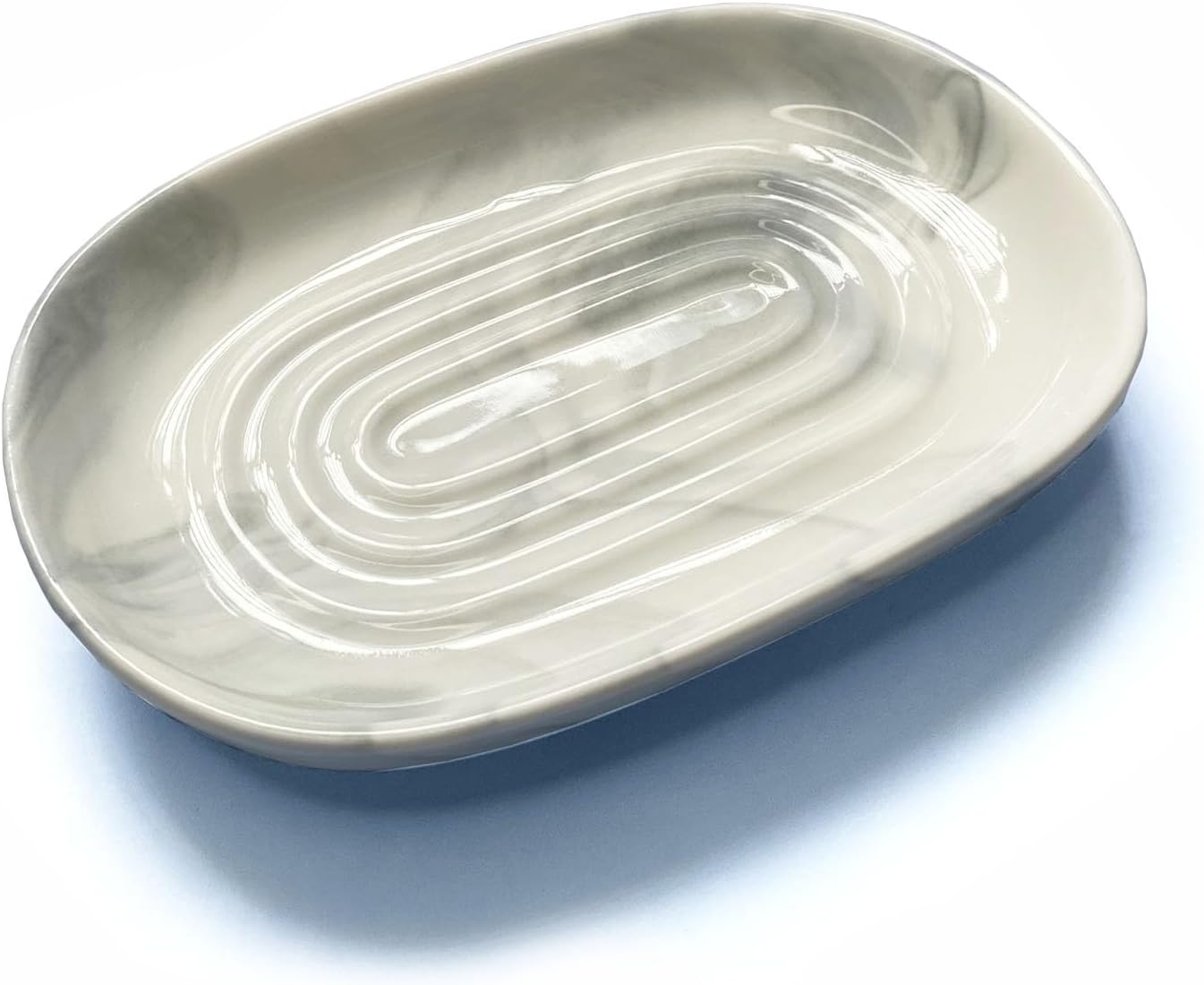 Soap Dish Ceramic, Decorative Ceramic Soap Holder with Unique Marble Textures, Bar Soap Holder for Shower, Bathroom, Kitchen, Tubs, Sink, Hotels, Counters (Gray Texture)