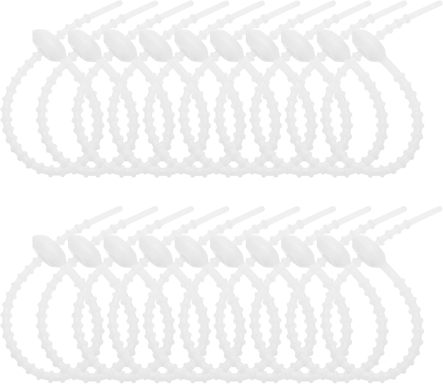 PATIKIL 8 Inch Silicone Cable Ties, 20pcs Rubber Reusable Twist Zip Ties Organizer for Home Office Kitchen Food bags Wires Adjustable Bag Clip, White