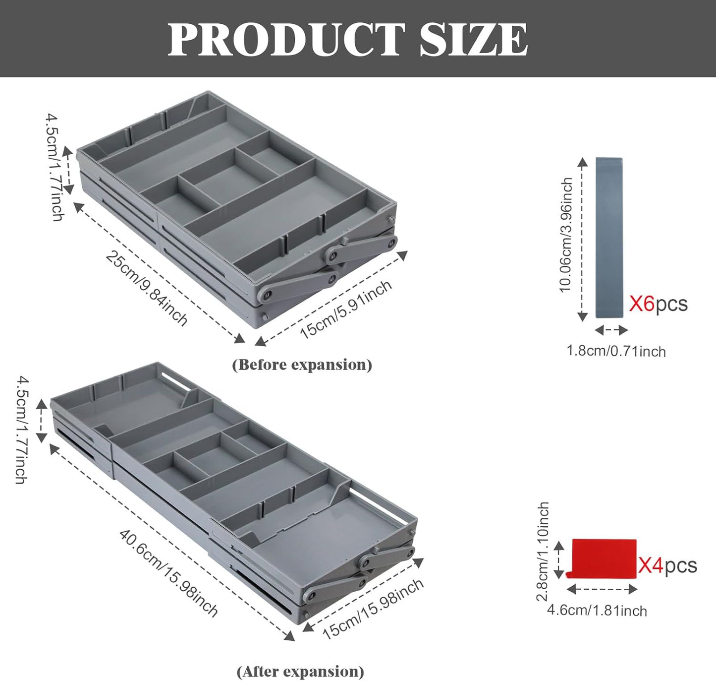 2/3 Tier Smart Collapsible Drawer Organizer,Multi Level Stacking Folding Junk Organizer, Foldable Expandable Pop up Tray, Expanding Multilevel Triple Desk Space Organizer (1 Row 2 Tier)