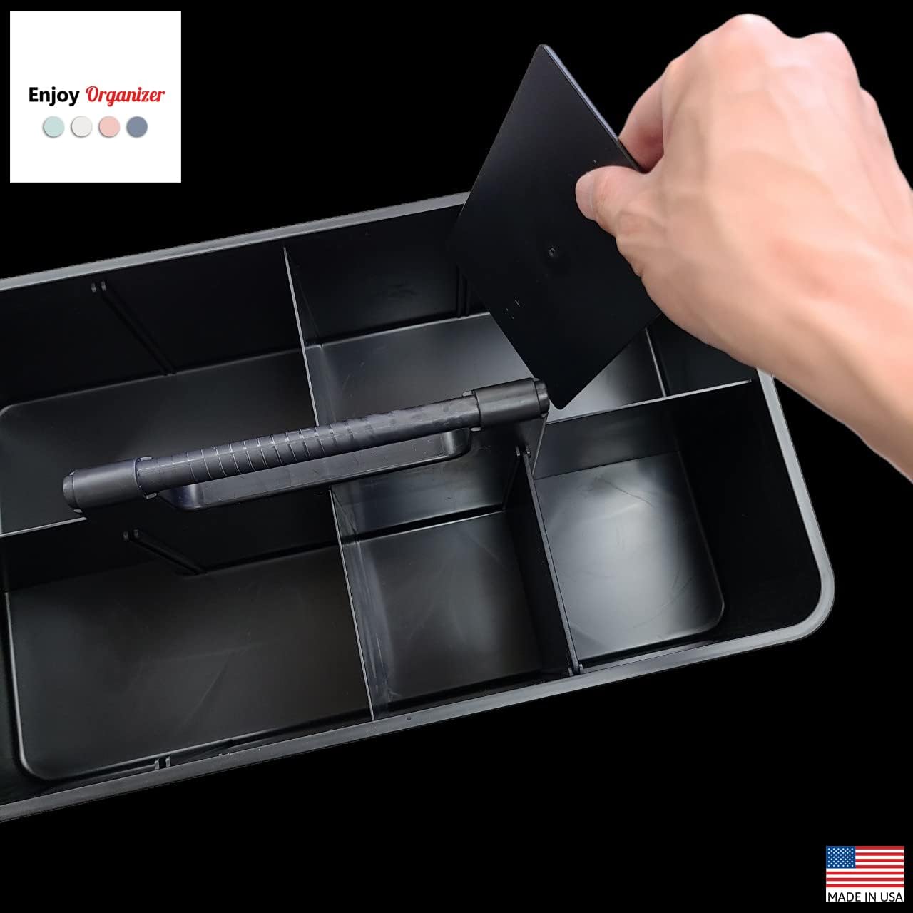 5 Extra Large Portable Carry Caddy, Black, Carrier for Cleaning Supplies, Tools, All-Purpose Carry Caddy Made In USA