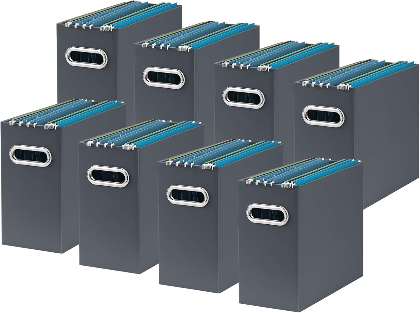 Oterri Cardboard File Organizer Box for Hanging File Folders Letter Size,File Box for Computer Desk,File Cabinet,Working Home,Office,Classroom (Dark Grey, Letter Size - 8 Packs)