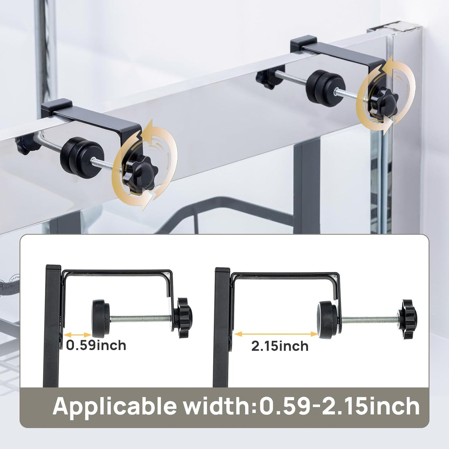 LEVERLOC Over The Door Shower Caddy, Shelf Distance Adjustable Hanging Rack Sturdy Rust Proof Bathroom Shelves with Strong Suction Cup, Shower Organizer Basket Storage Rack, Metal Black