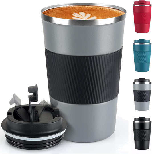 12oz Insulated Travel Mug - Stainless Steel, 380ml, Leakproof, Double Wall, Straw Cap, Perfect for Home & Travel