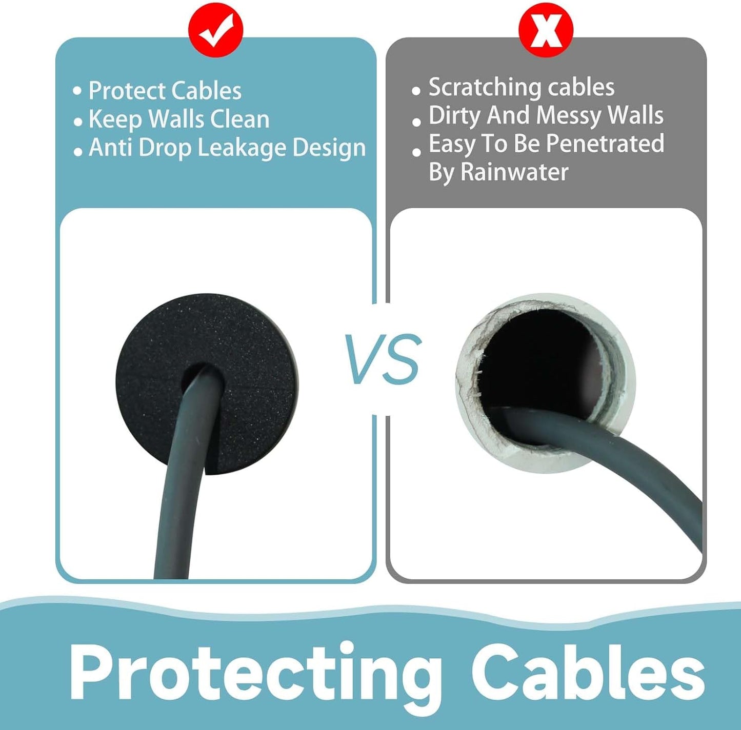 2 Pcs Starlink Cable Routing Kit for 1 Inch Wall Hole, Starlink Wall Grommet, Perforated Silicone Grommet, Cable Punch Grommet, Wall Grommet for Starlink Ethernet Cable (Black)