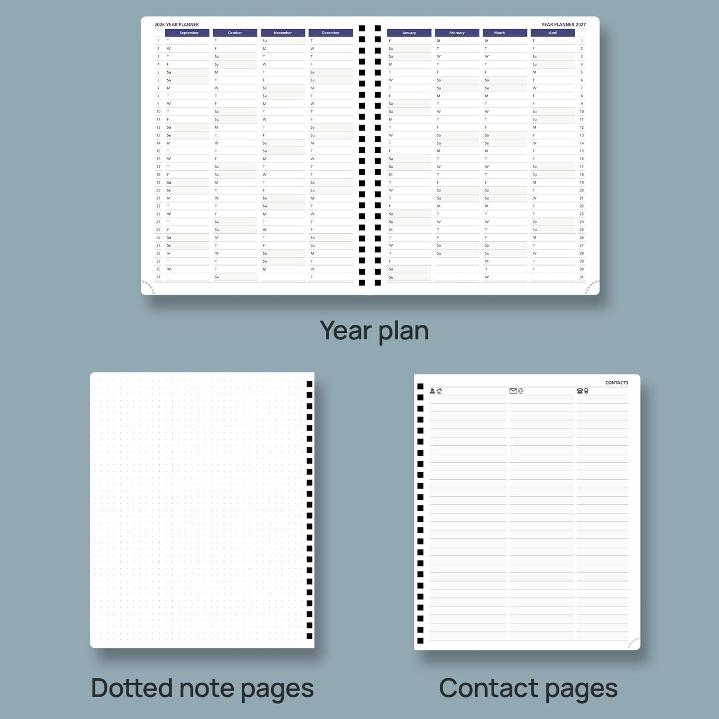 POPRUN 2026 Weekly Planner 30-Mintue (Medium 7'' x 8.5'') - From Jan 2026 to Dec 2026 - Two Pages Per Week Appointment Book with Monthly Tabs, Softcover, Inner Pocket, Pen Holder - Brown