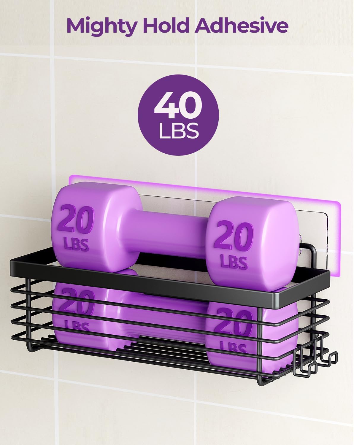 ODesign Shower Caddy 3 Pack SUS304 Stainless Steel-No Drilling-Shower Bathroom Shelves Rack,Rustproof Wall Mounted,Adhesive Shower Shelf Basket Organizer-Black