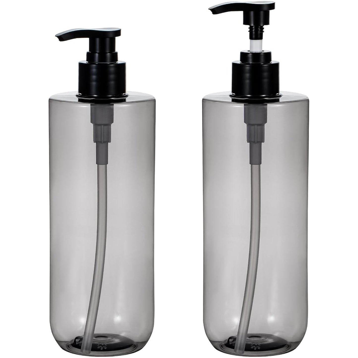 Yebeauty Soap Dispenser, 2 Pack 17oz/500ml Refillable Pump Bottle Dispenser Plastic Empty Shampoo and Conditioner Bottles Clear Black Lotion Container with Travel Lock for Bathroom Decor Upgrade