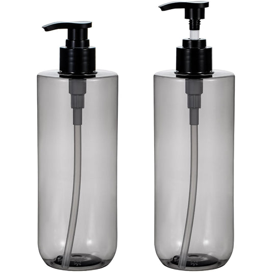 Yebeauty Soap Dispenser, 2 Pack 17oz/500ml Refillable Pump Bottle Dispenser Plastic Empty Shampoo and Conditioner Bottles Clear Black Lotion Container with Travel Lock for Bathroom Decor Upgrade
