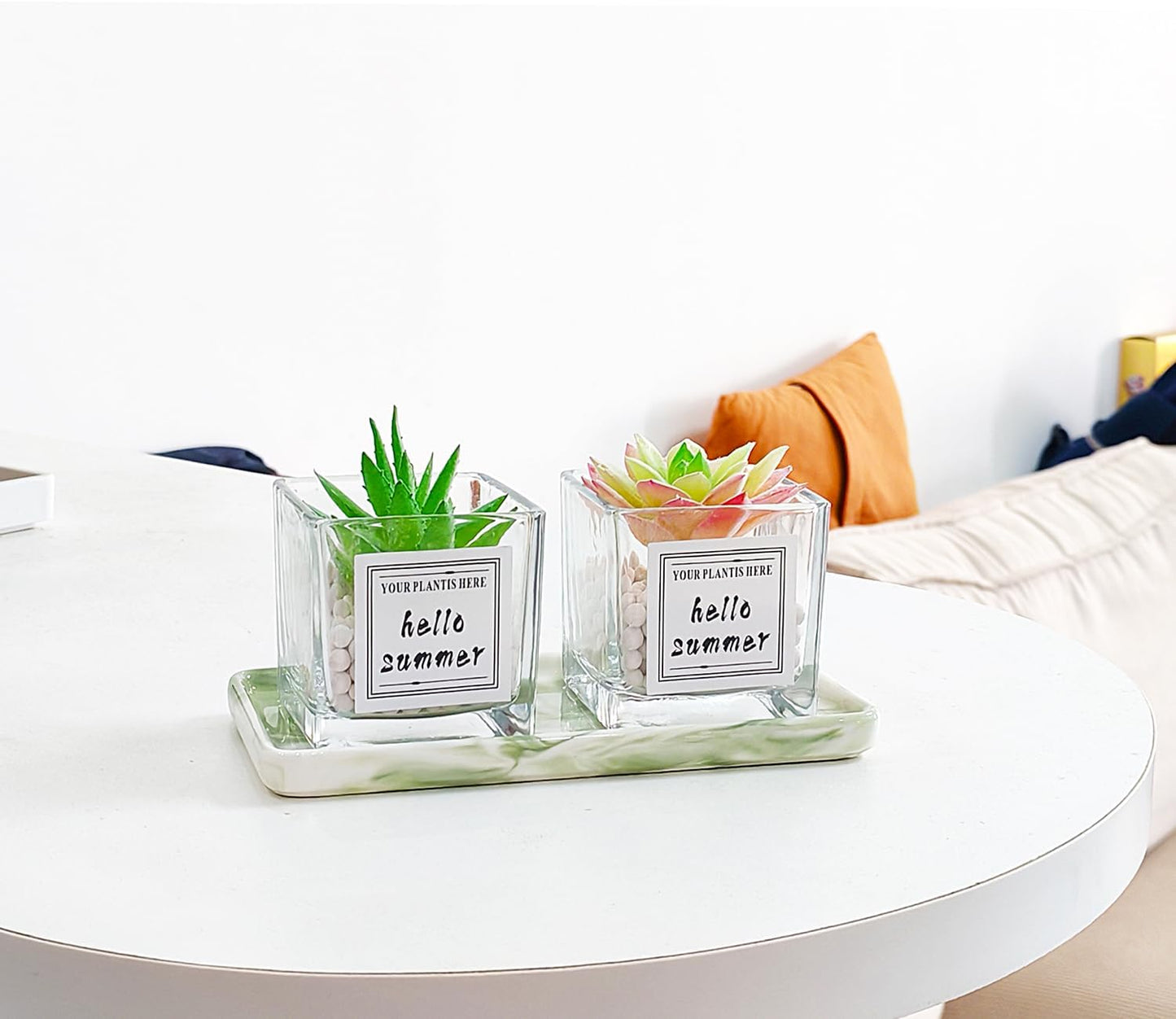 6.4" Porcelain Small Bathroom Tray, Ceramic Countertop and Vanity Tray for Cosmetics, Perfume, Jewelry, Candle - Kitchen Soap Tray for Kitchen Counter (Green)