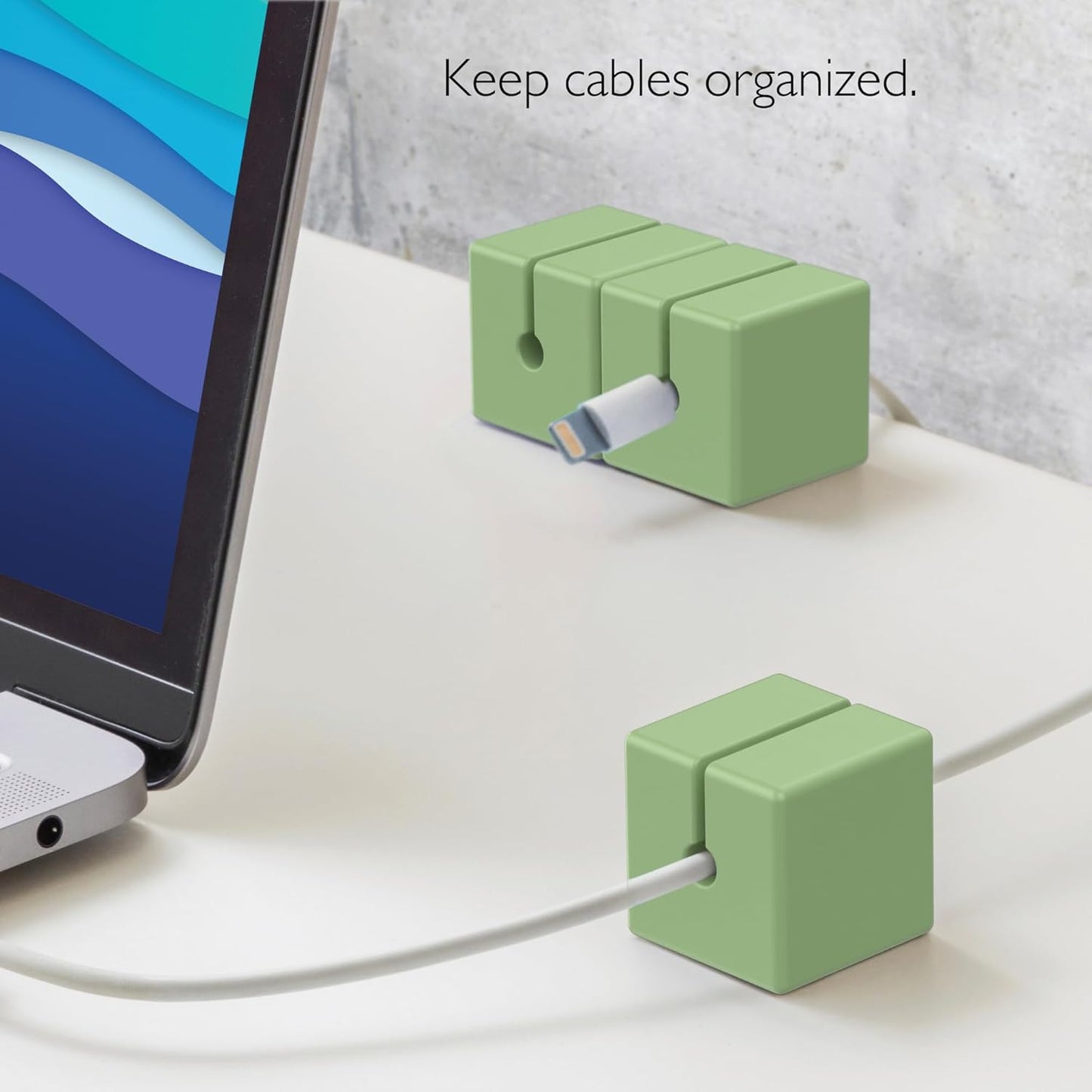 Function101 Weighted Magnetic Cable Blocks – Non-Adhesive Anchors for Cable Organization – Weighted Cord Holders & Accessory Organizer – Durable Magnetic Accessories for Office Use (Green, Pack of 3)