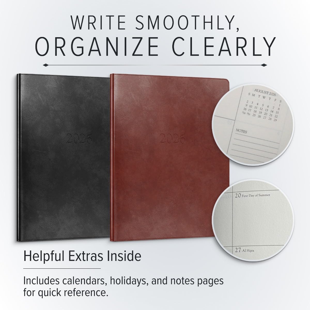 Gallery Leather Large Monthly Planner 2025-2026, Elegantly Bound Calendar Planner and Notebook with Stylish Gold-Gilded Page Edges, 18 Months - Acadia Lime - 9.75x7.5"