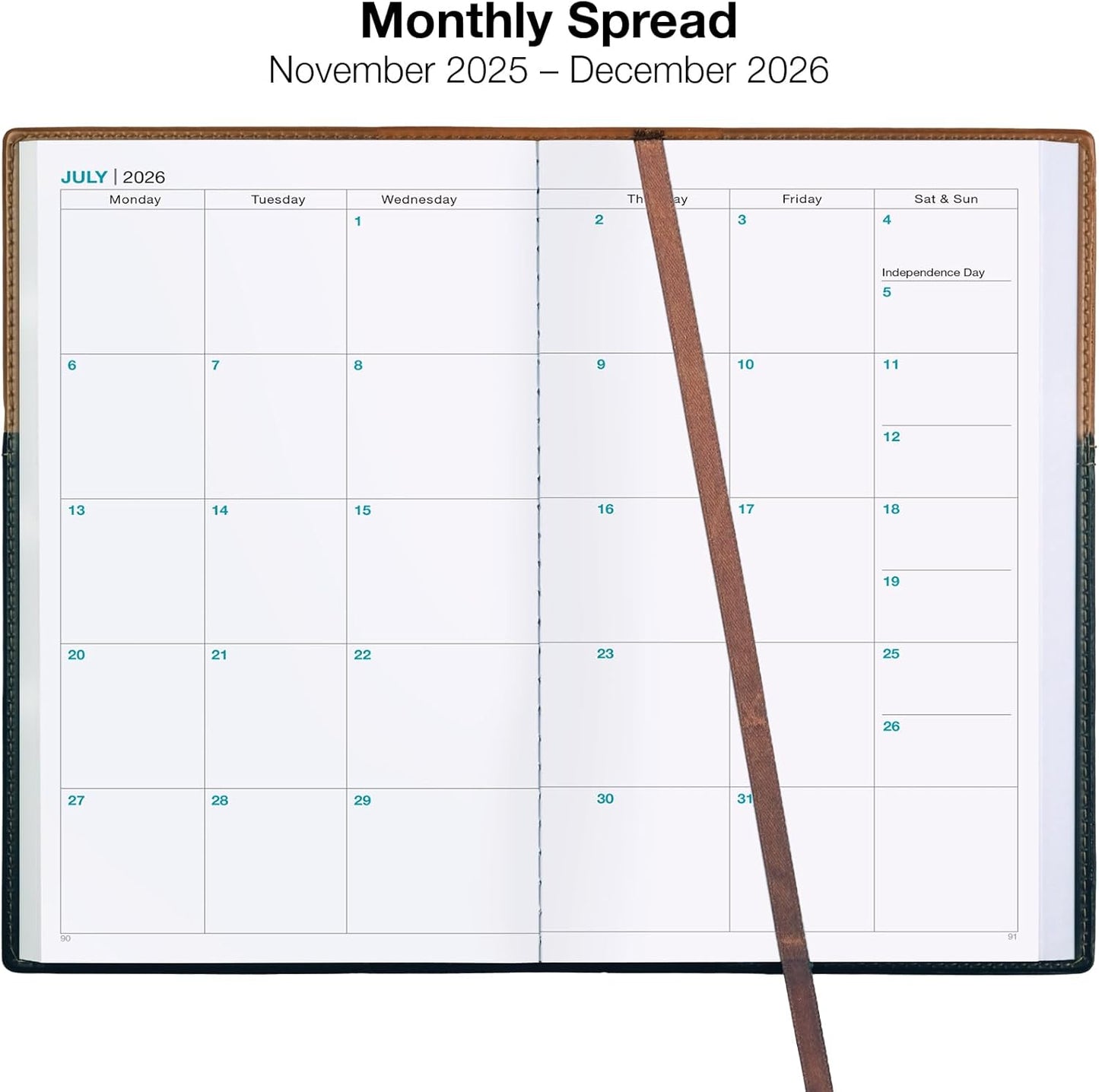 2026 Planner Calendar, 5"x8" : Includes 14 Months (November 2025 - December 2026) / 2026 Weekly Planner/Weekly Agenda/Monthly Calendar Organizer (Brown/Black)