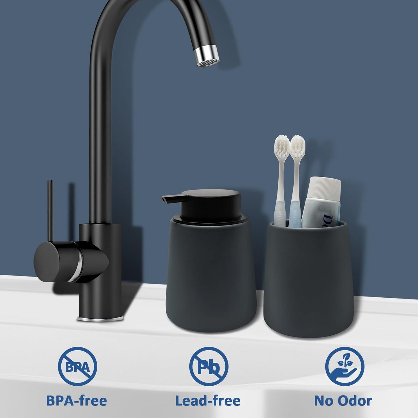 Soap Foaming Dispenser Ceramic with Easy-to-Press Pump Hand Foam Dispenser for Shampoo Bathroom Kitchen 12 oz