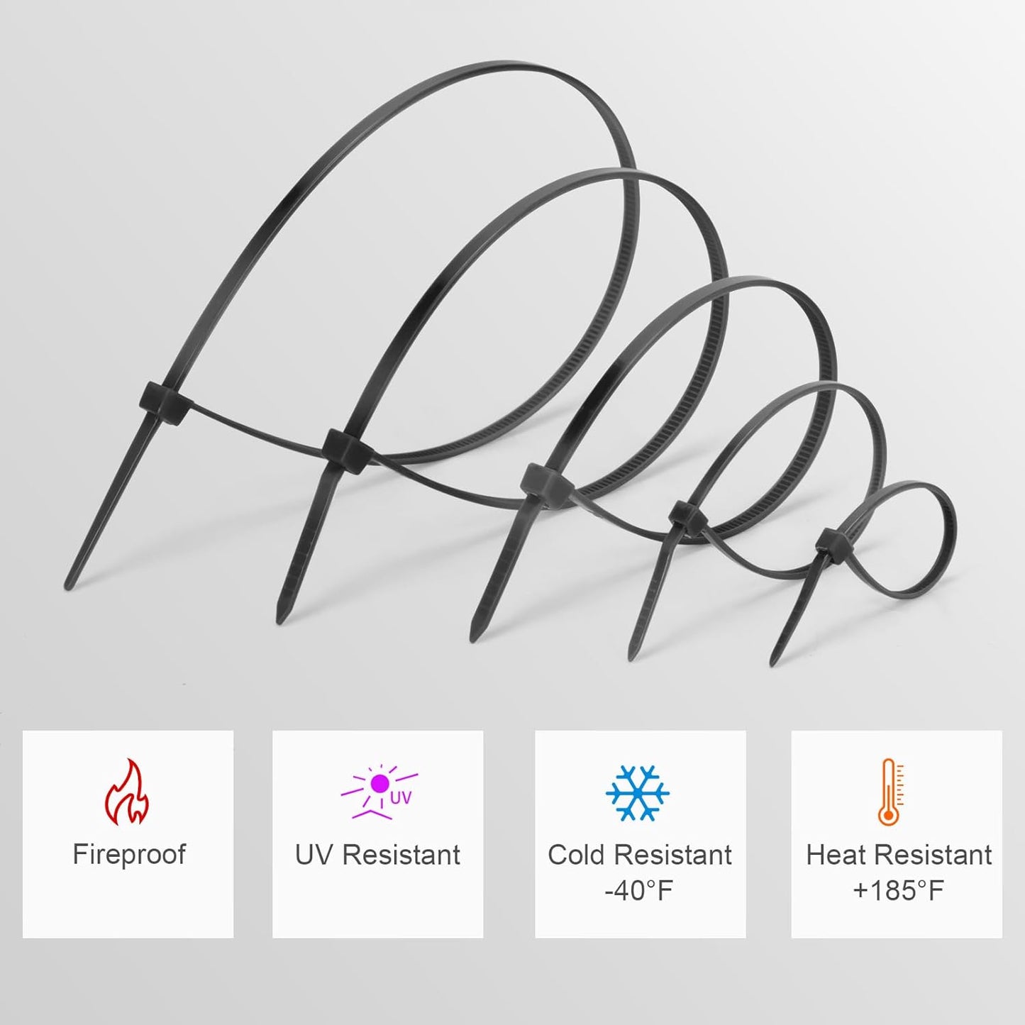 Zip Ties Assorted Size,6+8+12+14+18 Inch,60 LBS 500PCS Tensile Strength Heavy Duty Cable Wire Ties With Self-Locking Adjustable More Durable Nylon Tie Wraps for Indoor Outdoor