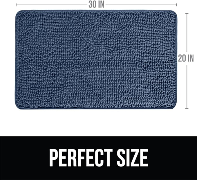 KANGAROO Bathroom Rugs, Chenille Soft Absorbent Bath Rug, Shaggy Shower Mat, Quick Dry Machine Wash Bathmat, Plush Carpet Mats for Tub, Bathtub and Room Home Decor Accessories, 30x20, Navy
