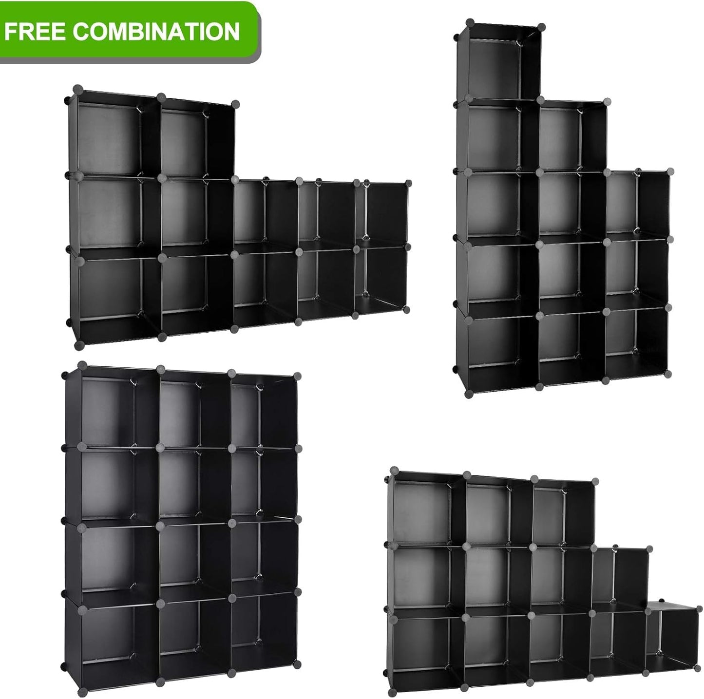 TUMUCUTE Cube Storage Organizer, DIY Plastic Closet Cabinet Modular Bookcase, Storage Shelves for Bedroom Living Room, Office（12-Cube，Plastic）