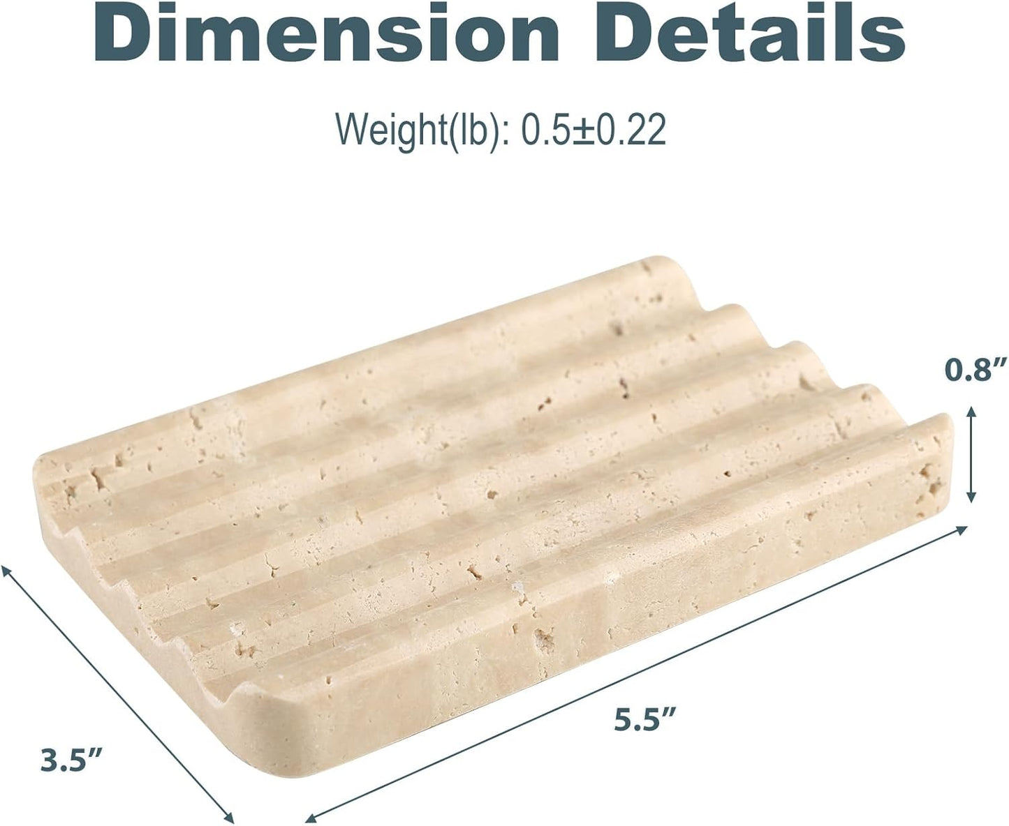 Marble Soap Dish, Beige Travertine Bar Soap Holder Shower, Brown Large Bathroom Soaps Saver, Easy Cleaning Natural Stone Sponge Holder for Kitchen Sink, Executive Jewelry Ring Tray