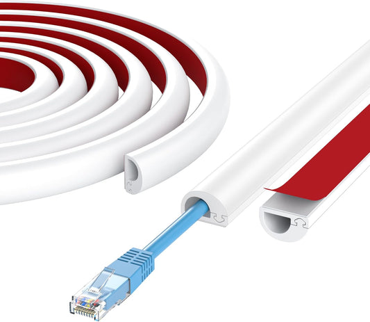 78" Wall Cord Hider, Self Adhesive Silicone Cord Covers for Wires On Wall, Cord Hider for Wall Mount TV, Flexible Cable Cover Raceway Kit for 1 Wire, White (0.59" W x 0.39" H)