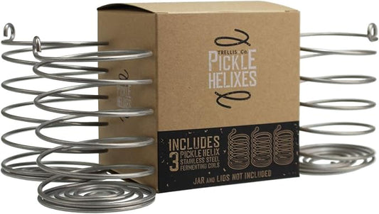 Stainless Steel PickleHelix Coils, Fermentation Weights | 3 Pack | for Wide Mouth Mason Jar Fermenting | Best Way to Hold Vegetables Under Water for Fermentation