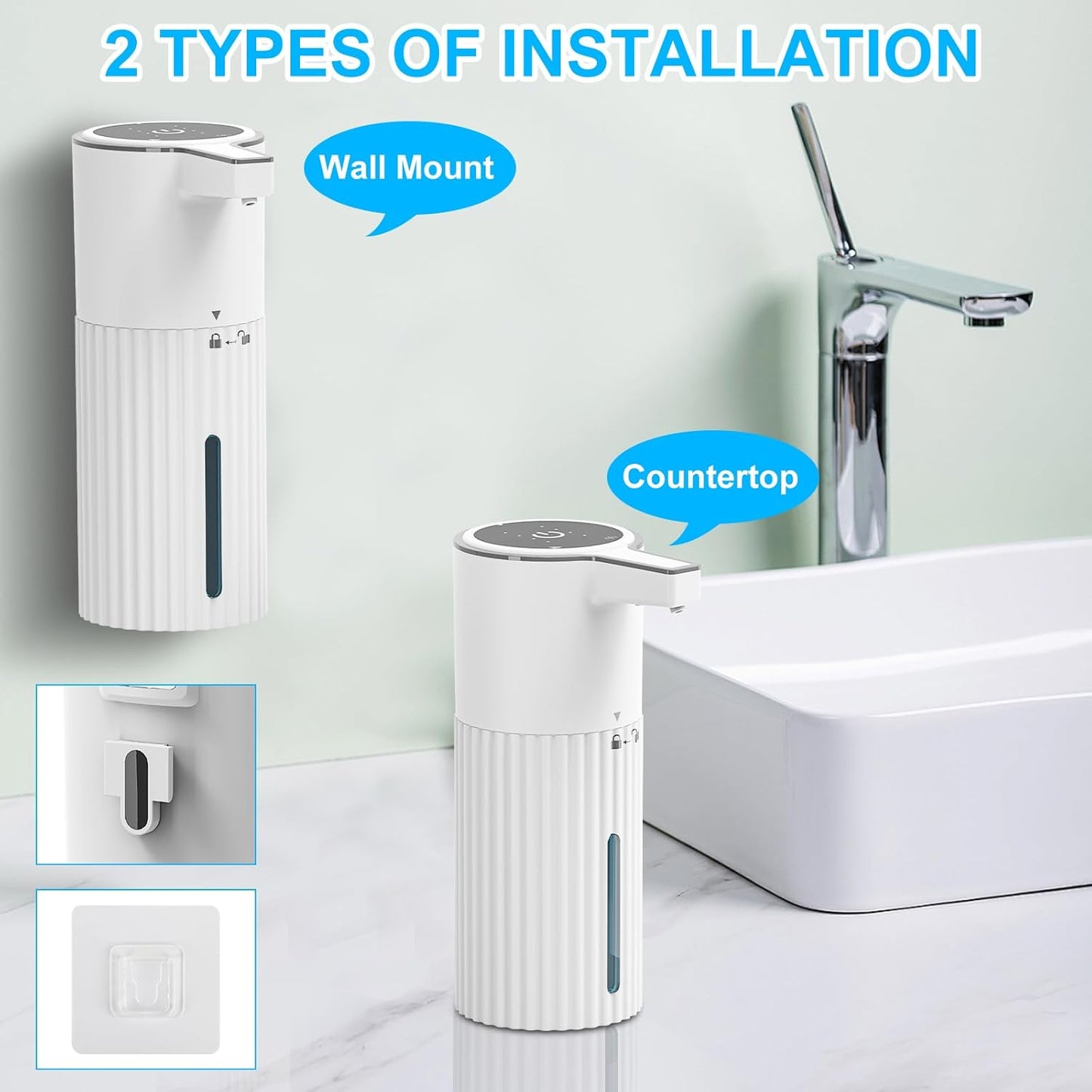 HOMELYLIFE Automatic Foaming Soap Dispenser, 13.53oz/400ml Touchless Soap Dispenser with 4 Adjustable Levels, 1800mAh USB Rechargeable Smart Hand Free Dispenser for Bathroom, Kitchen, Office, Home