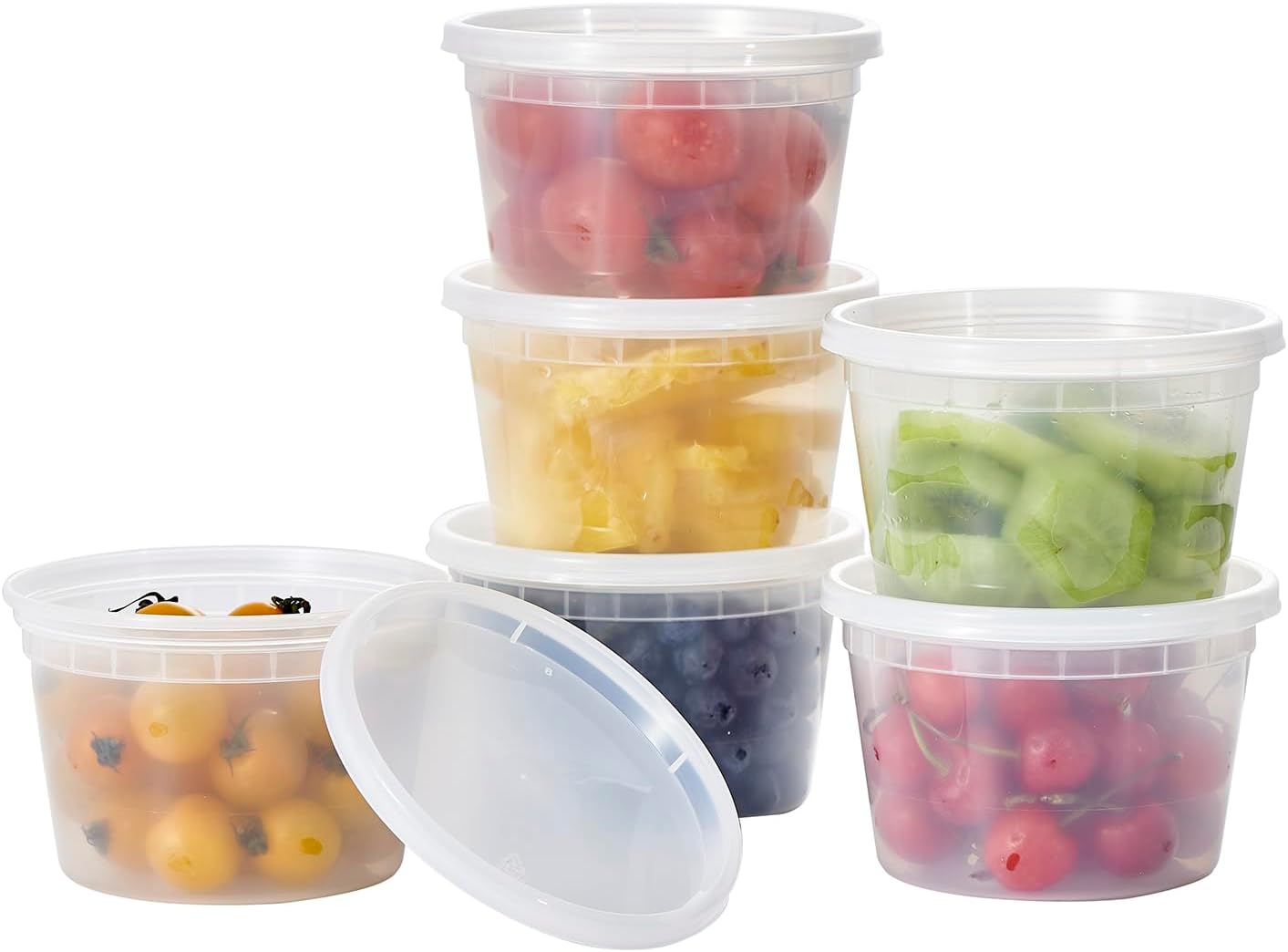 [240 Set - 16 oz.] Plastic Deli Food Storage Containers With Lids, Disposable togo containers for soup, Meal Prep, Slime | BPA Free | Stackable | Leakproof | Microwave | Dishwasher | Freezer Safe