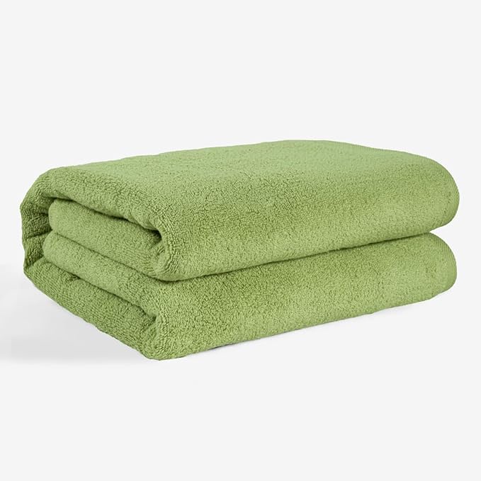 SALBAKOS 100% Turkish Cotton Jumbo Bath Sheet Towel Oversized 40x80 inch | Premium Hotel & Spa Quality, Soft, Absorbent, XL Bath Towels | Made in Turkey (Pack of 1, Green, Jumbo Bath Sheet)