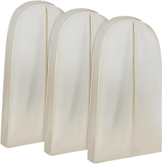 3 Pcs 42 Inch Acid Free Cotton Muslin Suit Garment Bag Long Dress Suit Storage Box Closet Organizer for Suits, Coats, Travel Bag
