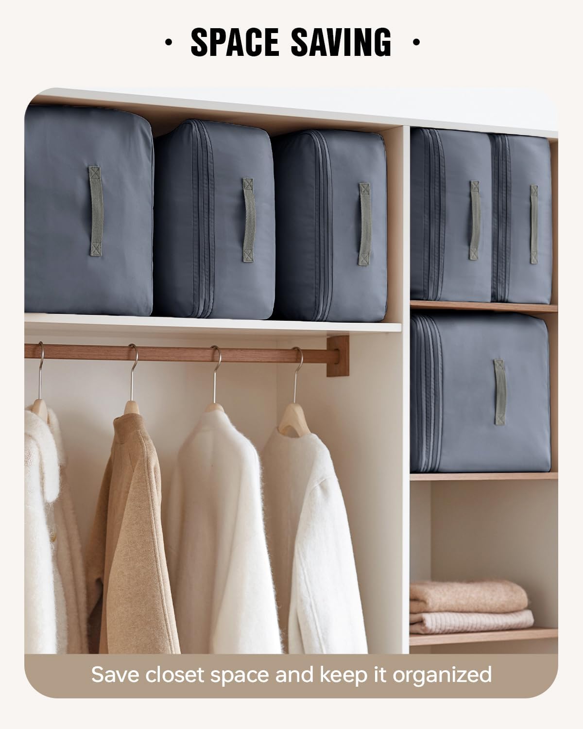 Eachy 3-Pack Comforter Storage Bag Blanket Storage Bags, 136L Compression Storage Bags for Blanket Comforter, Ultra Space Saving Self Compression Organizer