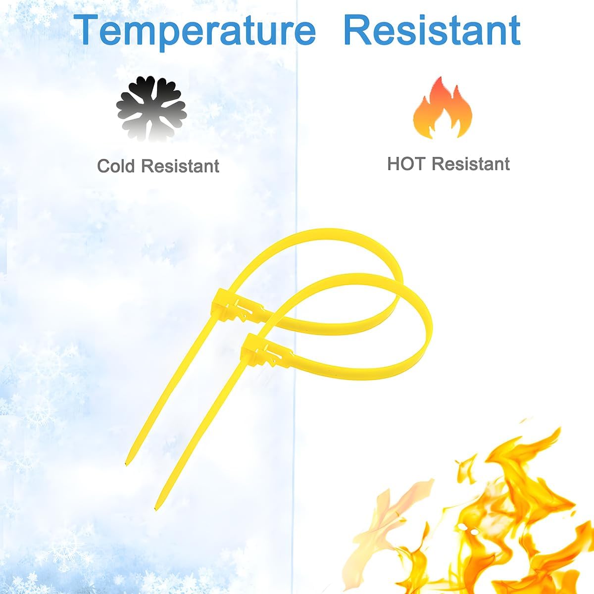 50 PCS 8 Inch Reusable Zip Ties Yellow – Adjustable Cable Tie, 36 LBS Strength for Home, Car, Office & Wire Management (Self-Locking, Indoor/Outdoor Use)