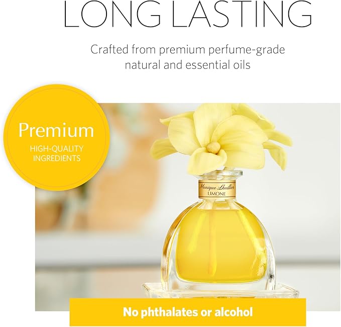 AGRARIA Monique Lhuillier Limone Scented AirEssence Diffuser, 7.4 Ounces with Reeds and Flowers