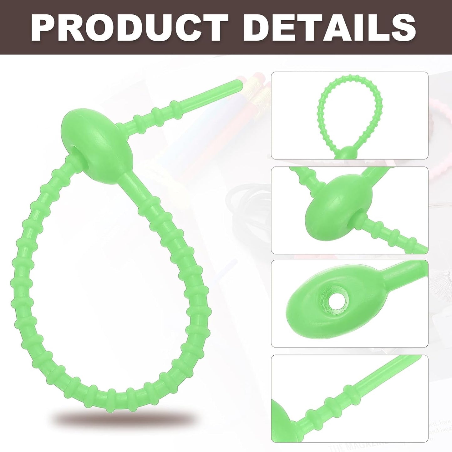 PATIKIL 6 Inch Silicone Cable Ties, 20pcs Rubber Reusable Twist Zip Ties Organizer for Home Office Kitchen Food bags Wires Adjustable Bag Clip, Green