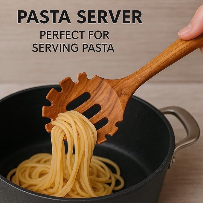 9-Piece Wooden Cooking Utensil Set – Premium Wood Kitchenware for Nonstick Cookware, Heat-Resistant & Durable Wooden Spoons and Spatulas – Eco-Friendly Kitchen Tools for Stirring & Serving